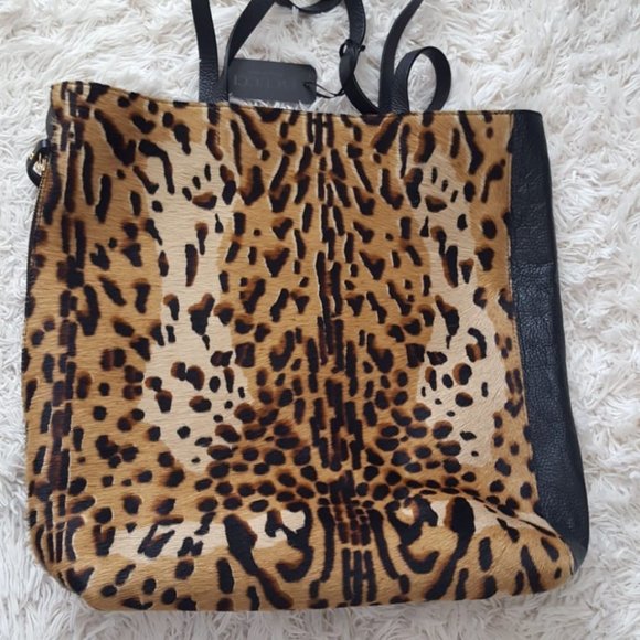 IACUCCI Handbags - IACUCCI Leopard Calf Hair & Black Leather Tote